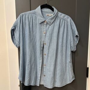 Faherty Blue Striped Blouse